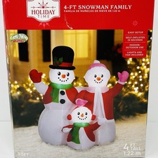 Holiday Time 4 FT Snowman Family Scene Christmas Airblown Inflatable Yard Decor