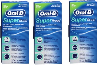 Oral B Super Floss Pre-Cut Strands Dental Floss 1ct(3 Pack)