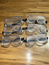 Lot Of 6 Safety Goggles Over Glasses Lab Work Eye Protective Eyewear Clear Lens