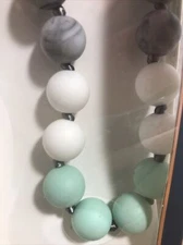 Itzy Ritzy Teething Happens Teething Necklace For Mom & Baby New Gray Green