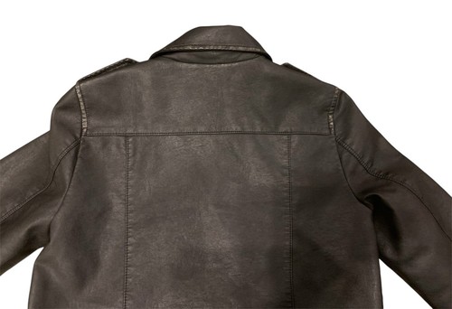 NWT Calvin Klein Distressed Faux Leather Motorcycle Biker Belted Jacket Zip SML - Picture 11 of 24