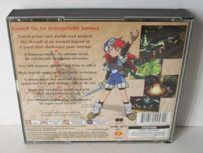 Grandia 1 PS1 PlayStation Game Case Disc Discs 1 2 RPG Role