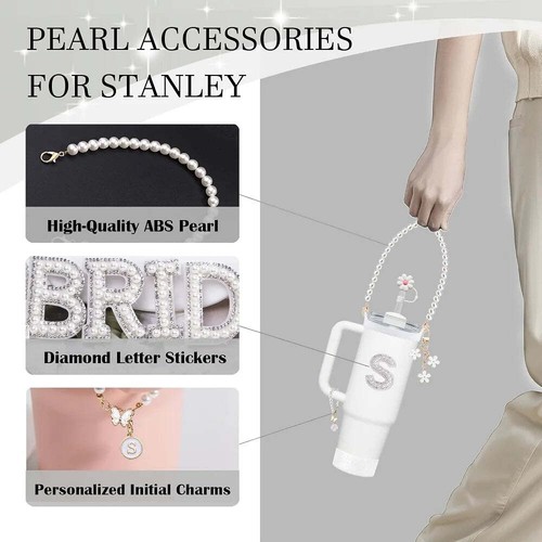 7pcs Tumbler Cup Accessory for Stanley Pearl Handle Strap Initial Sticker Flowe - Picture 3 of 50
