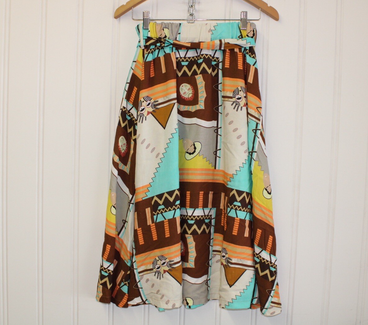 Baci Linen Blend Aztec Patchwork Belted Maxi Skir… - image 5