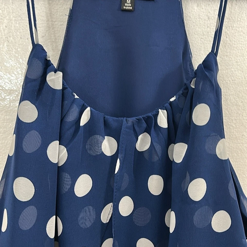 Vestido Double Zero para mujer M azul con tiras a lunares SKU 60074 Foto 4 de 4