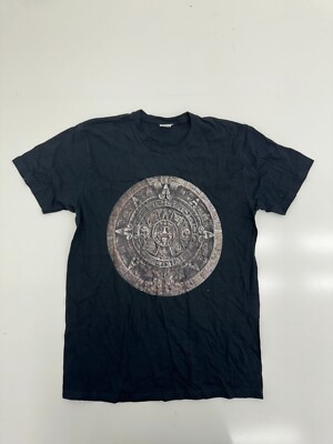 Mens Black Aztec Graphic Print Short Sleeve Shirt Size Medium