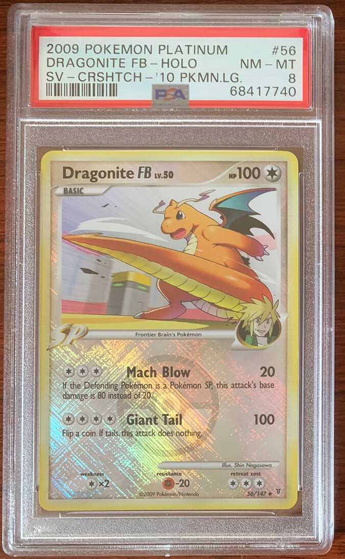 PSA 8 Dragonite FB Crosshatch Holo #56 Pokemon 2009 Platnium 2010 Pokemon League