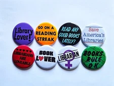Vintage Reproduction Library Pinback Buttons Magnets & Bottle Openers. Set 02