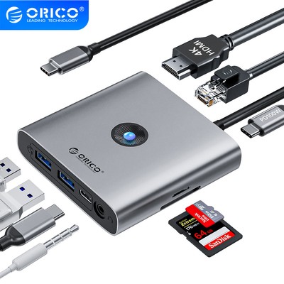 ORICO 9in1 USB C Docking Station to HDMI Multi-USB PD100W SD&TF Audio 2.5G RJ45