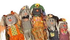 Set of Five 60  Multicultural Outdoor Scarecrows Used 