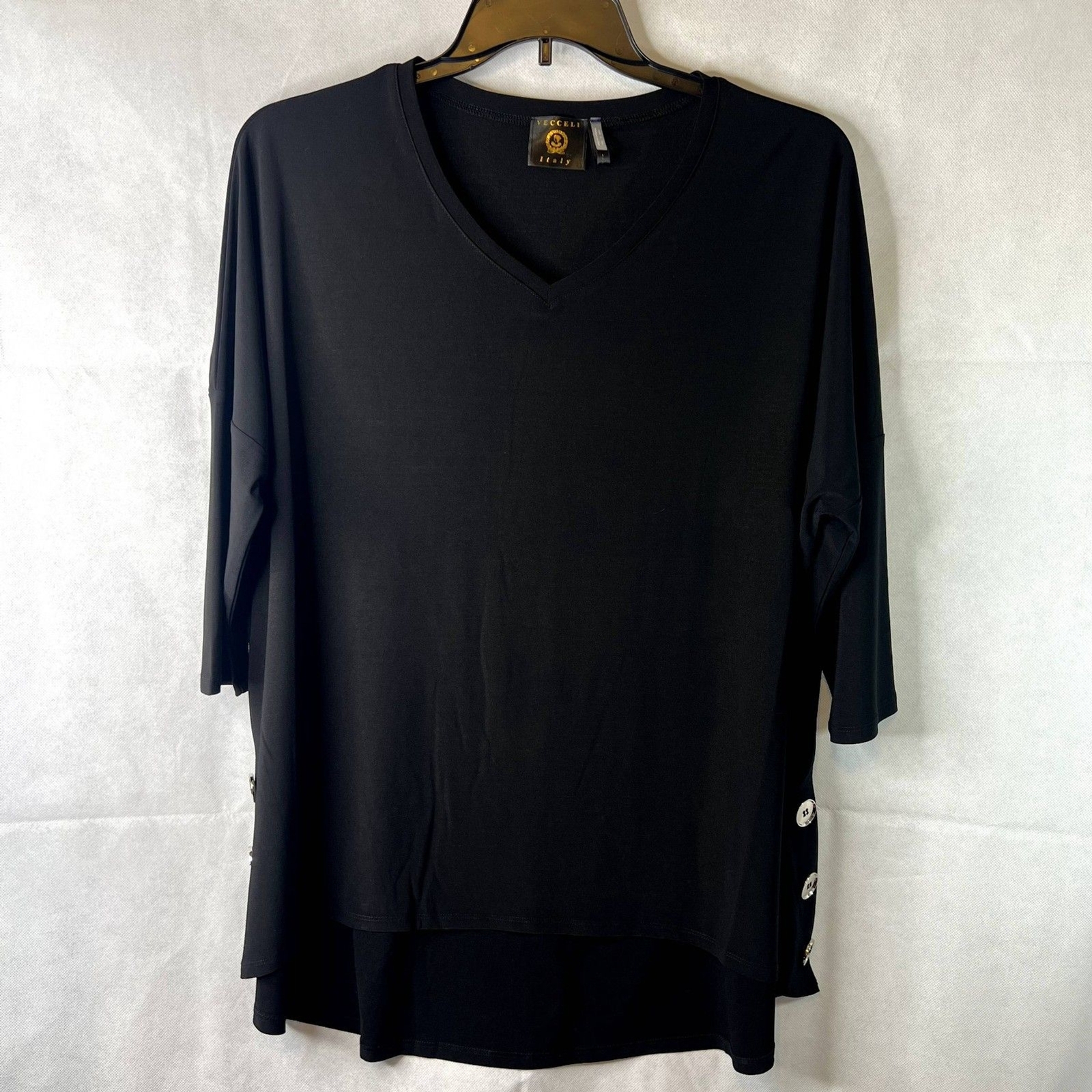 Vesseli Italy Basic Black Side Button Detail Stap… - image 8