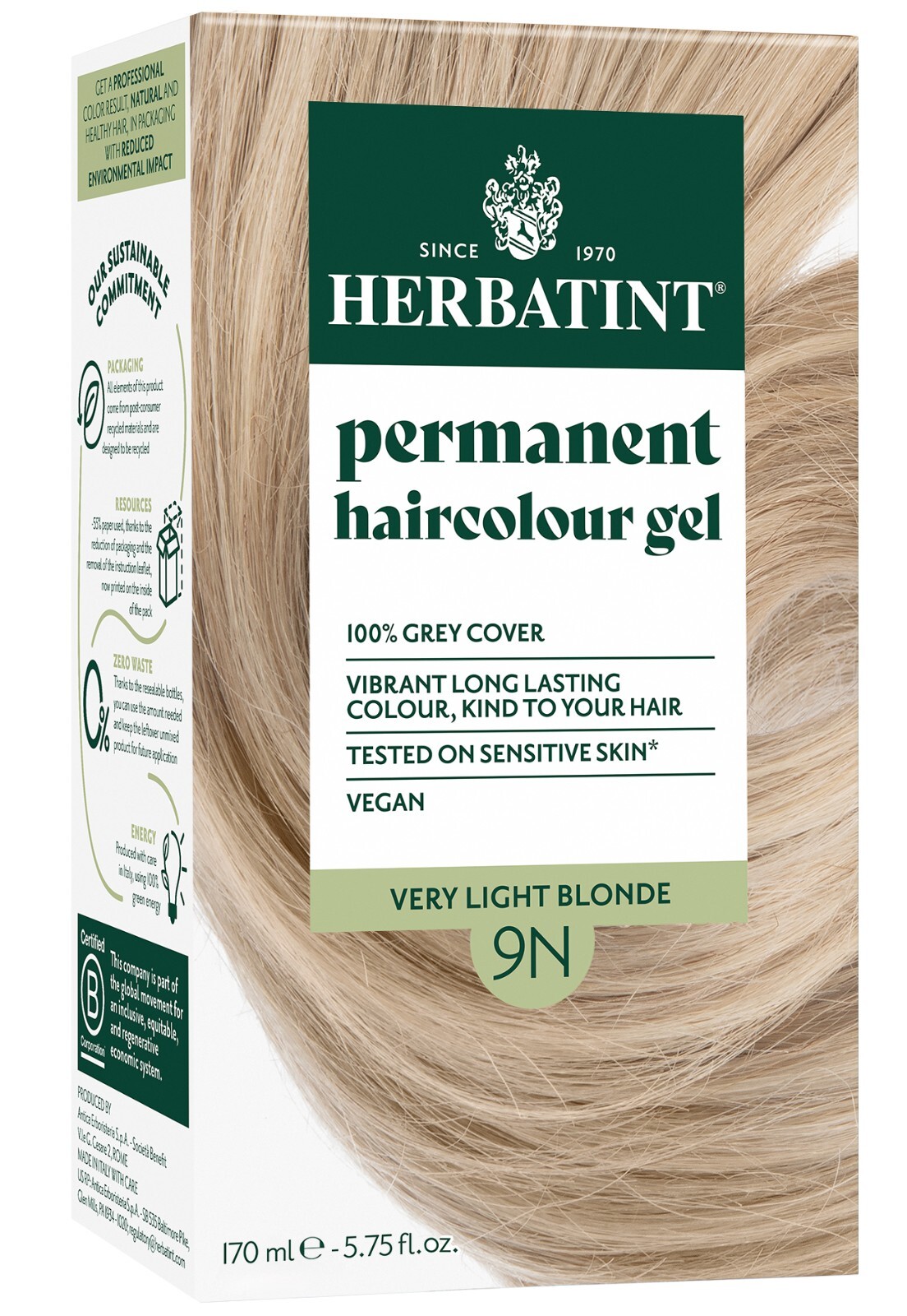 Herbatint 9N Very Light  Blonde Ammonia Free Hair Colour 170ml