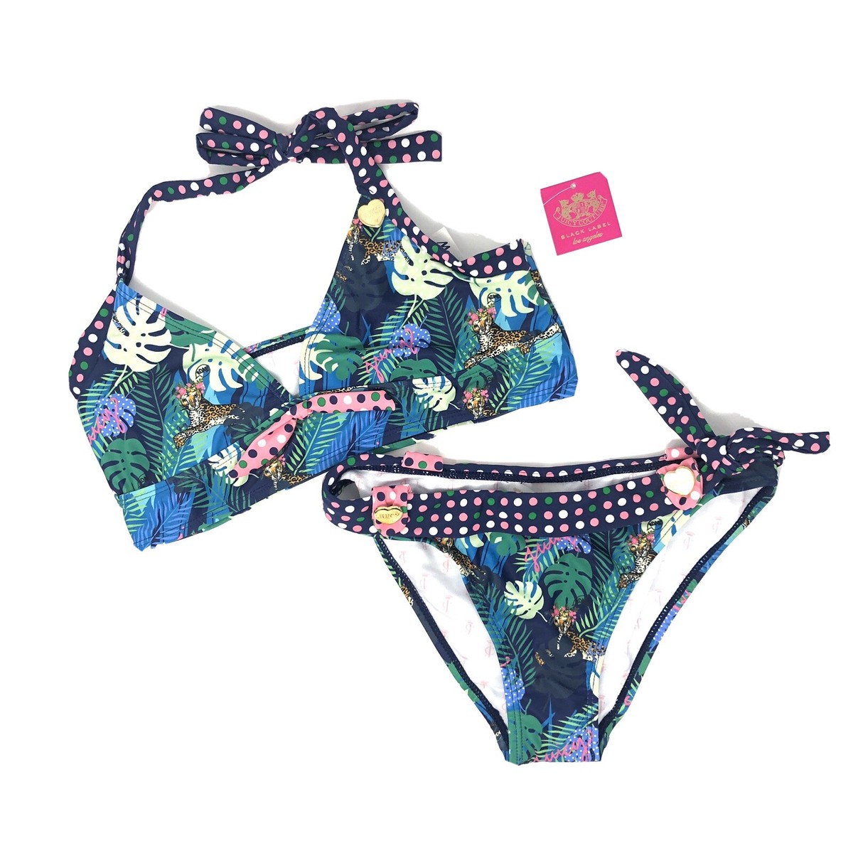NWT Juicy Couture Black Label Girls 14 2-Pc Swimsuit Bikini