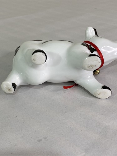 Crema de vaca vintage de porcelana cermánica blanca y negra firmada Neva 99 granja - Imagen 11 de 18