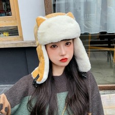 Donna Inverno Ushanka Colbacco Paraorecchie Gatto Orecchio Velluto Simil Pelo