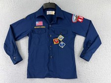 Boy Scouts of America Uniform Shirt Youth 12 Blue Long Sleeve Polyester READ