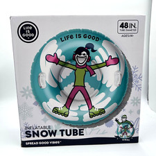 Life is Good 48" Inflatable Snow Tube Ages 14 Spread Good Vibes Jackie Sledding