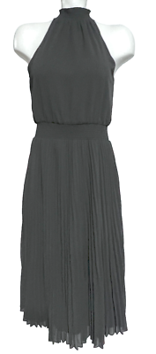 WHITE HOUSE BLACK MARKET WHBM BLACK PLEATED HALTER MIDI HALTER DRESS 2P 2  PETITE | eBay