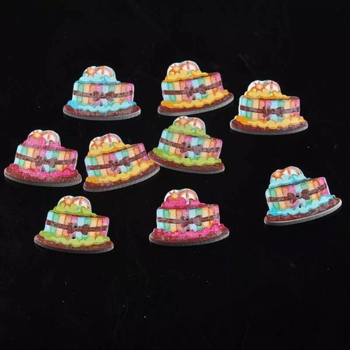 20 Pcs Wooden Cake Buttons Mixed Colour cake Pattern Decorative Buttons 2 Holes - Picture 6 of 7