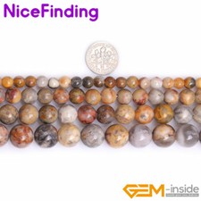 Natural Crazy Lace Agate Gemstone Round Loose Beads Jewelry Making Strand 15"