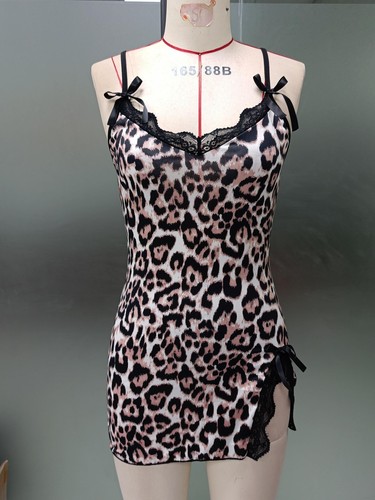 Women's Sexy Nightwear Sleepwear Spaghetti Strap Chemise Deep V Slip Mini Dress - Picture 32 of 36