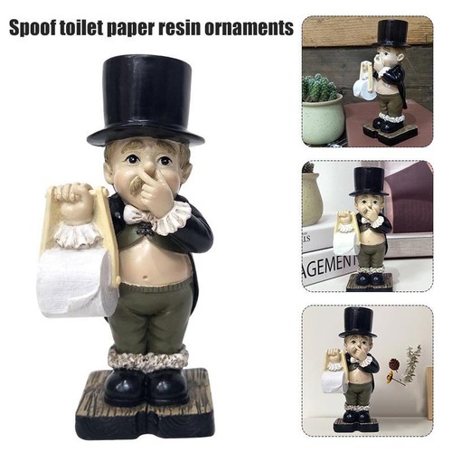 WC Butler Papierhalter Harzornament Skulptur Bad Figur - Bild 6 von 23