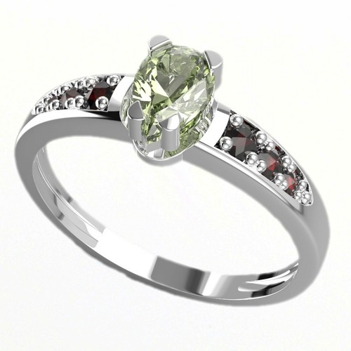 Silver rings with natural Czech Moldavites and garnets 925, 22K - Picture 28 of 54