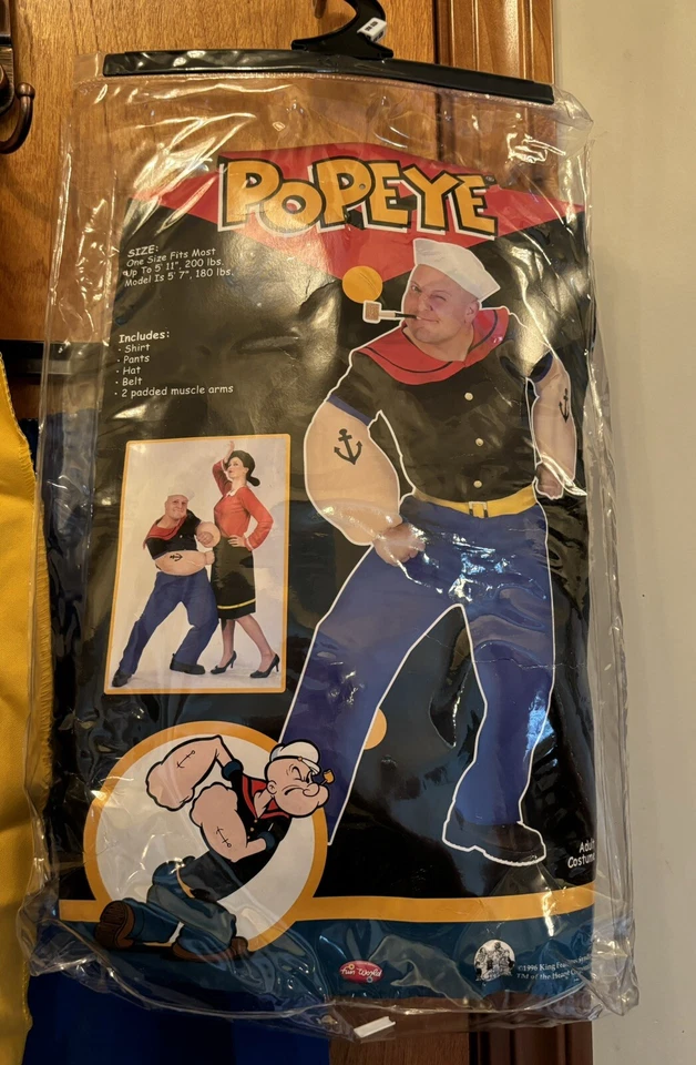 DE COLECCIÓN FUN WORLD POPEYE EL MARINERO HOMBRE DISFRAZ 1996 CAMISA, PANTALONES, SOMBRERO, BRAZOS++ Foto 3 de 4