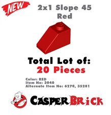 *NEW 20x Genuine LEGO Red Slope 2x1 45 Roof Castle City Town - Part 3040