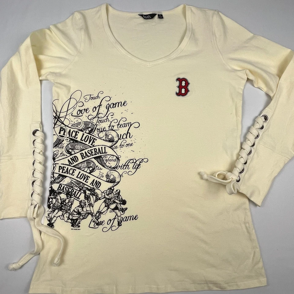 Boston Red Sox Women's Top Sz Large Touch by Alyssa Milano Logo Lace Up Sleeves - Image 2 of 4