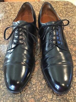 Salvatore Ferragamo Dress Shoes Leather Lace Up Cap Toe Black Size 10 D Amazon.com | Ferragamo Riley Black Leather Cap Toe Embossed  main image 2