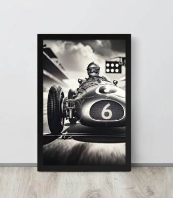Vintage Race Car Poster, Vintage Car Print, Retro car nursery decor - Main Image