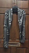 Unbranded Shiny Silver  Black Floral Print Scarf Wrap Stylish Fun