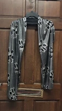 Unbranded Shiny Silver & Black Floral Print Scarf Wrap Stylish Fun