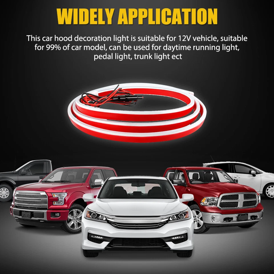 70" Start Up Dynamic Scan LED DRL Hood Light Strip For Dodge Ram 1500 2500 3500 Foto 4 de 4