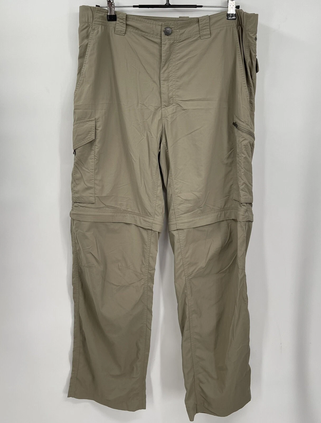Columbia 36x30 Convertible Cargo Pants Mens Tan Khaki Hiking Zip Off Ripstop