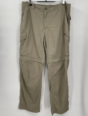 Columbia 36x30 Convertible Cargo Pants Mens Tan Khaki Hiking Zip Off Ripstop
