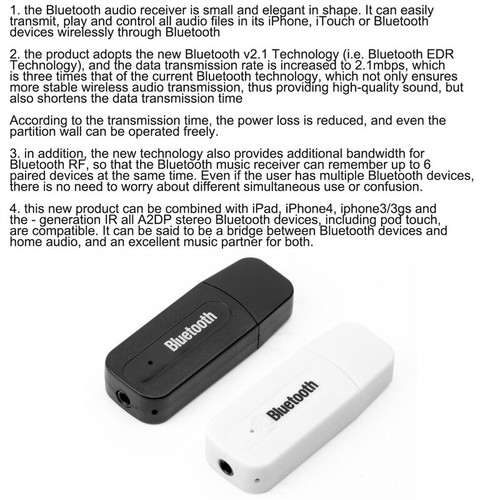 New USB Wireless Bluetooth 4.0 Music Stereo Receiver Adapter Bluetooth Recei ny - Photo 4/13