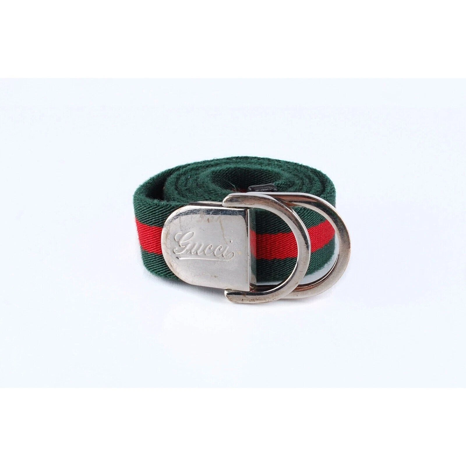 Véritable ceinture tissée Gucci pour enfants tissu rouge vert taille M H0610