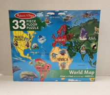 Melissa Doug 33 Piece WORLD MAP Floor Puzzle - 3 Ft. X 2 Ft. - New / Sealed