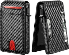 Pop Up Minimalist Wallet for Men, Front Pocket Card Holder Rfid Mens Wallet