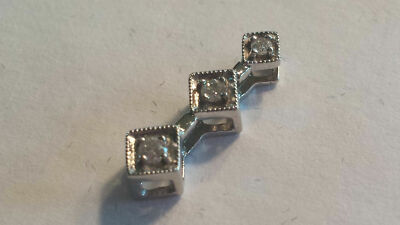 Vintage Nachlass 1/4 Karat Drei Diamanten Anhänger 14k Weißgold wunderschön - 14kt 