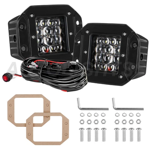 20inch LED Light Bar Flood Spot + 2x 5" 4-Rows Pods + Wiring Kit Offroad SUV ATV - Picture 3 of 24