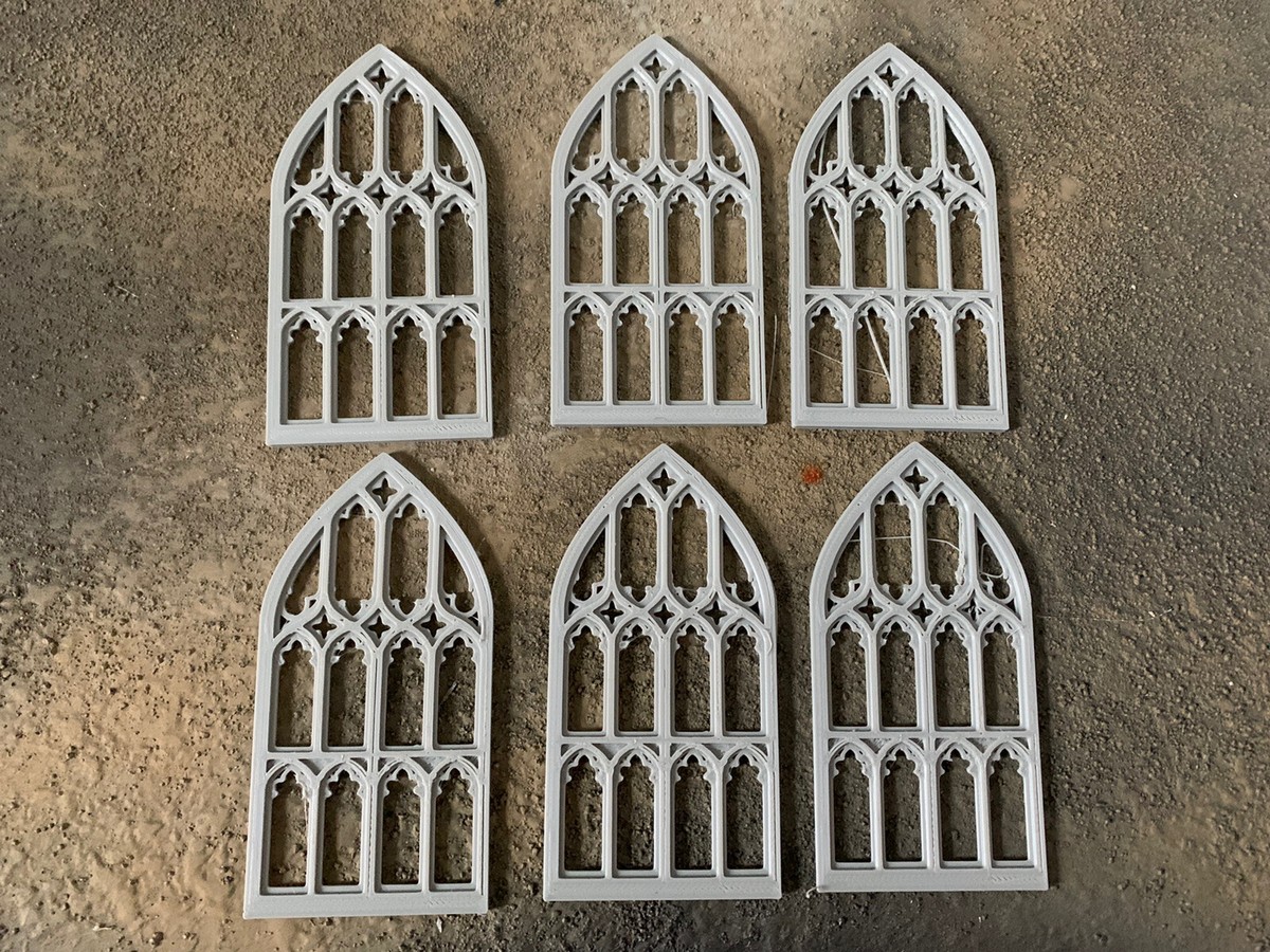 3DPrinted Gothic Windows S/M/L(6 PK) Terrain Scenery for 28mm