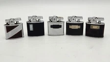 Vintage Lot of 5 Ronson Standard Maxim Lighters Chrome Leather Enamel Art Deco
