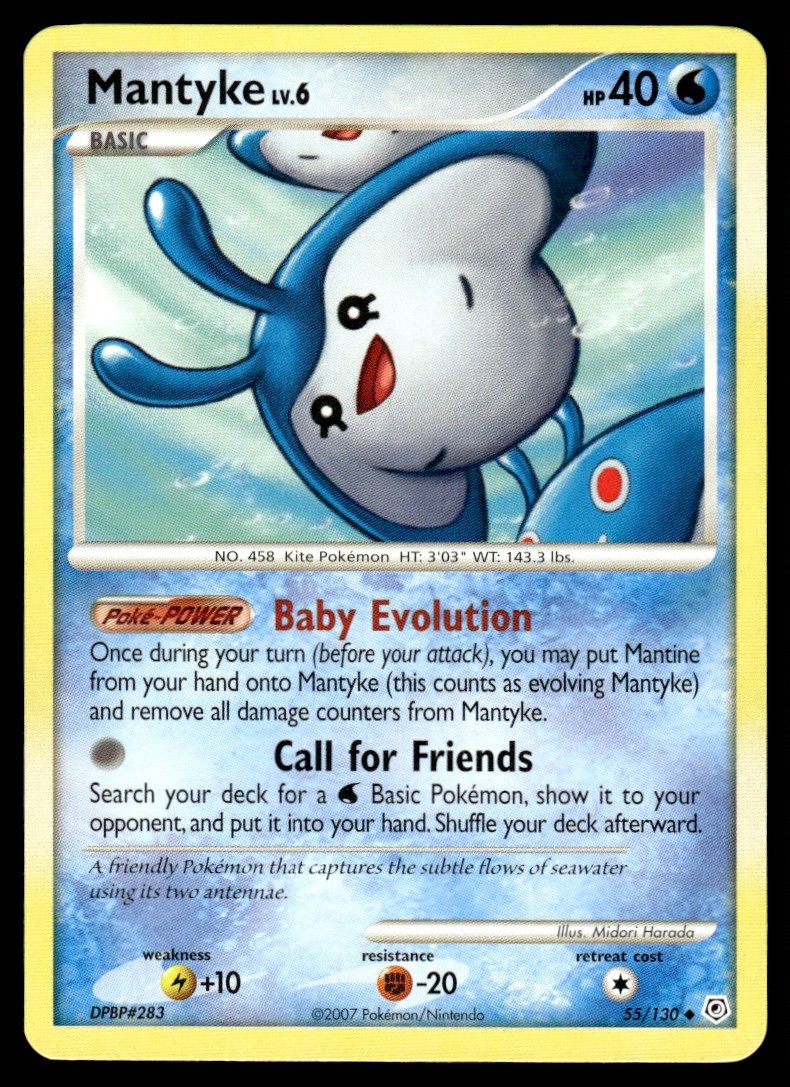 2007 Pokemon Diamond & Pearl Mantyke #55 Light Play