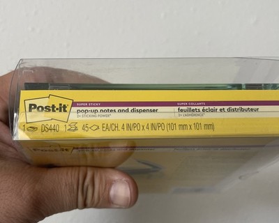 Black Post It Note Dispenser with Lined Super Sticky Notes 45-Sheets 4in X 4in