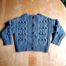 Rylee + Cru Charcoal Gray Bobble Knit Cardigan Sweater, Unisex 2-3T