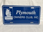 Plymouth Owners Club, Inc. Founded 1957 License Plate — photo 1
