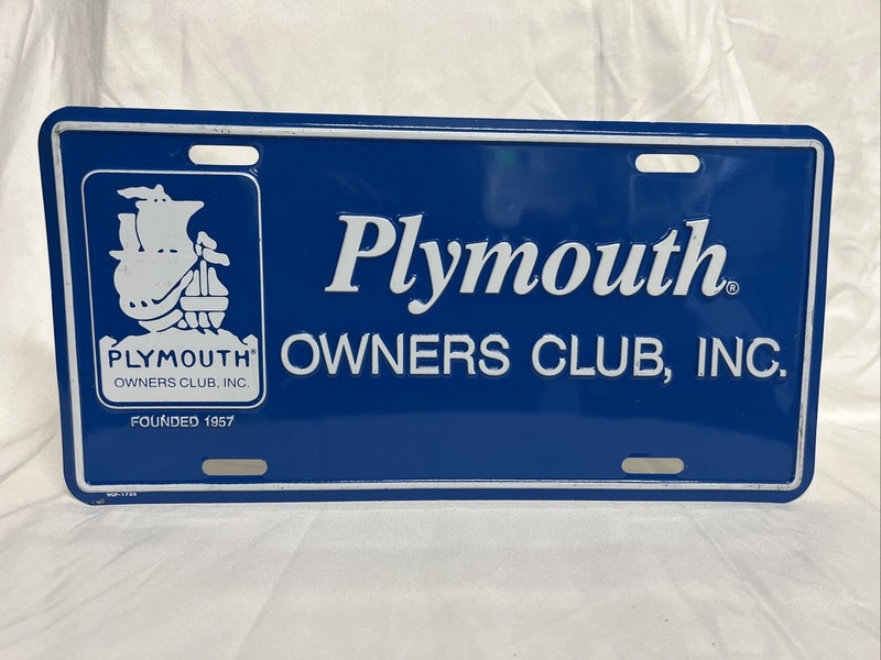Plymouth Owners Club, Inc. Founded 1957 License Plate